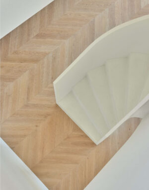 A Modern Classic — Chevron Parquet Flooring in Ivory Shade