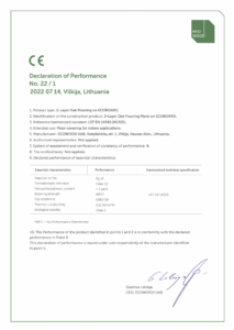 CE declaration of performance