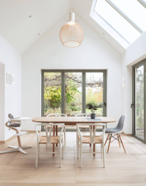 Impressive Interior from Britain: Hardwood Flooring in the Bathroom, Various Floor Patterns, and Oak Stairs