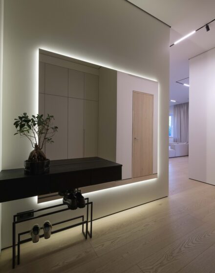 Light and Spacious Interior With Light Engineered Wood Flooring and Interior Door