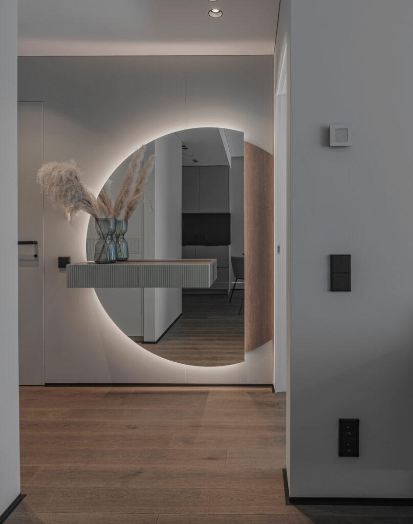 Minimalist Interior Featuring Hardwood Flooring in Cacao Shade