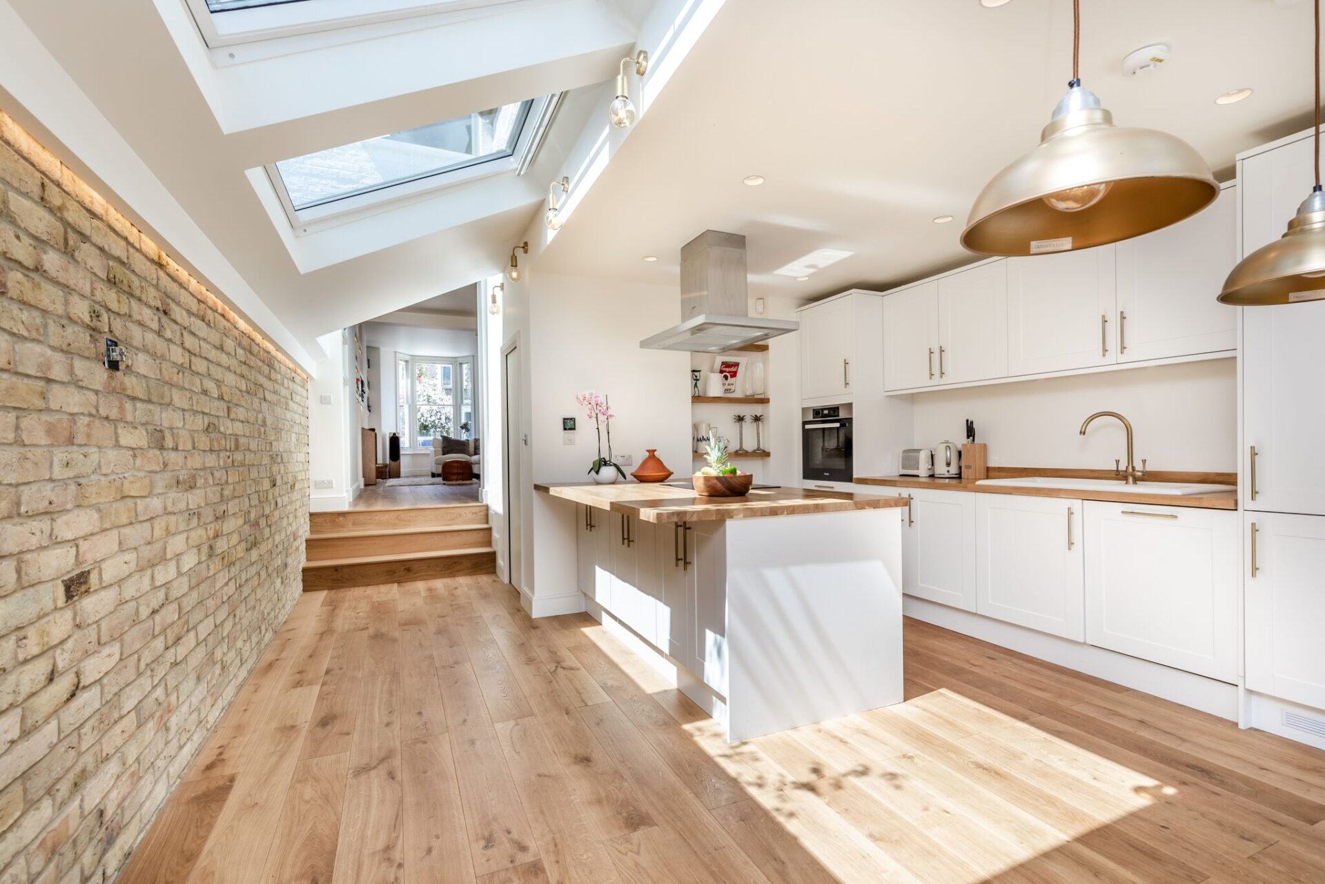 Interior with natural wooden flooring