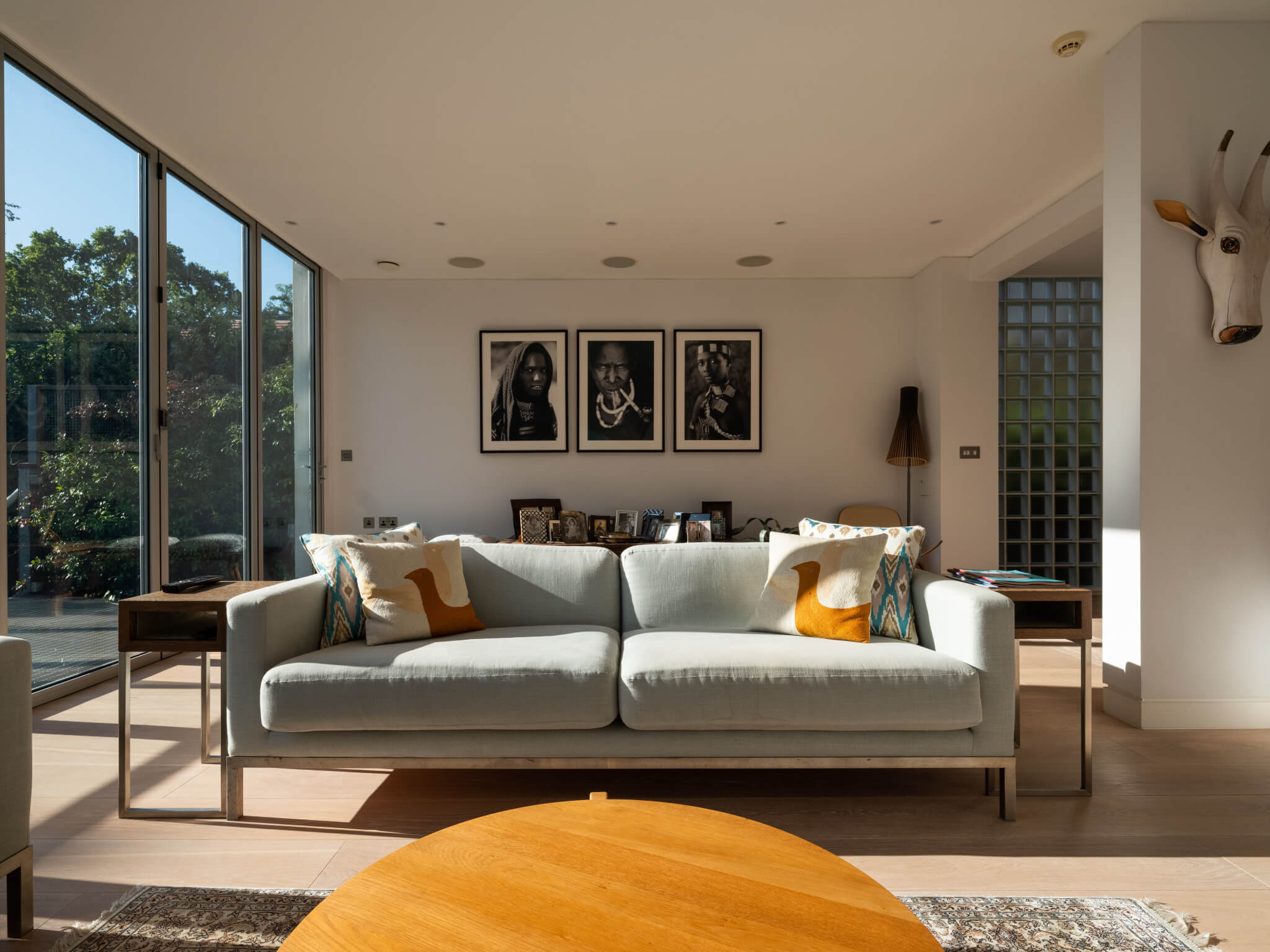 Oiled wooden flooring, wide floorboards in the interior