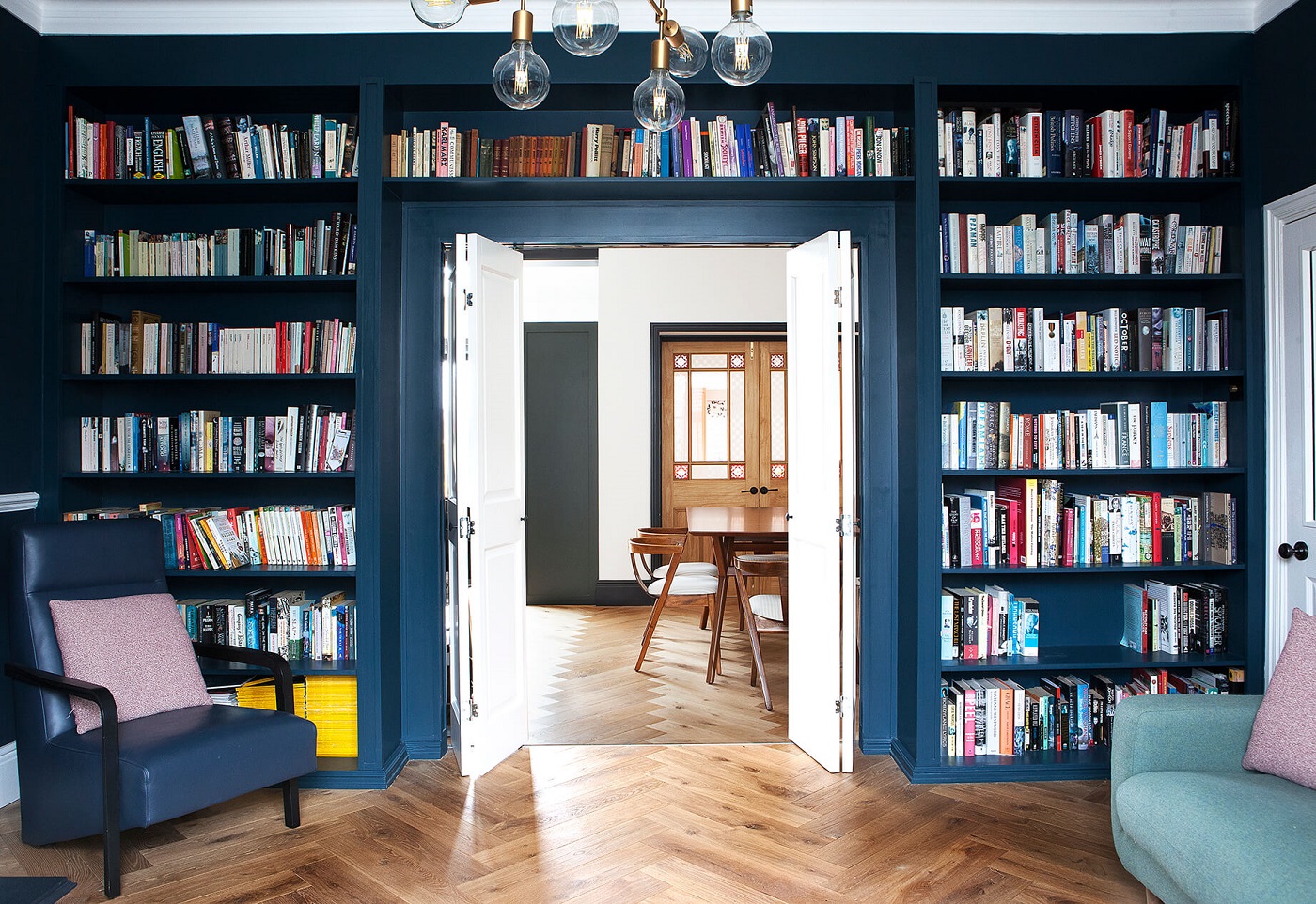 Wooden herringbone parquet in the interior